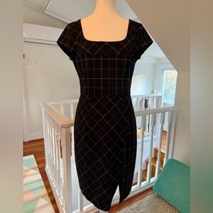 Nanette Lepore Black and White Grid Midi Dress Size 10